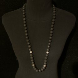 Lava 12 mm 95 cm necklace with 4 silver deko
