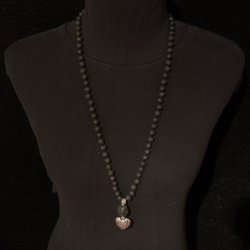 Lava 75 cm w/20 mm silver heart