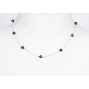 100-20 Silver metal necklace 45 cm shellpearl pearl 6 mm