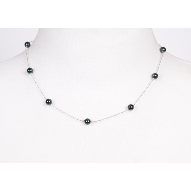 100-20 Silver metal necklace 45 cm shellpearl pearl 6 mm