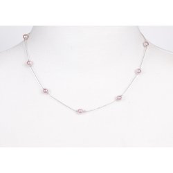 100-20 Silver metal necklace 45 cm shellpearl pearl 6 mm