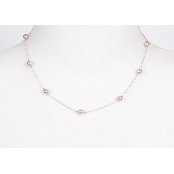 100-20 Silver metal necklace 45 cm shellpearl pearl 6 mm ST #212 Purple