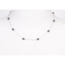 100-20 Silver metal necklace 45 cm shellpearl pearl 6 mm
