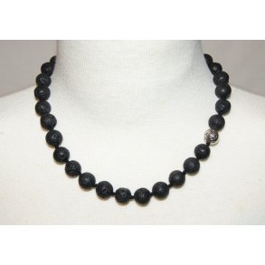 Lava 12 mm necklace with 1 silver deko