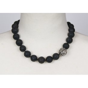 Lava 16 mm necklace w/16 mm silverball