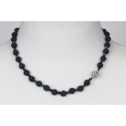 100-79 9 mm Black Queen 47 cmLava necklace/crystal