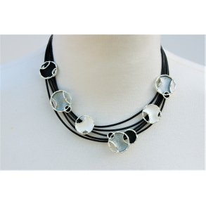 5 black chains with designer plates