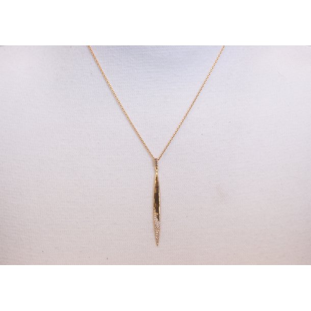 42 cm necklace long gold leaf