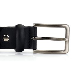 leather Jeans belt 30 mm black W/pin