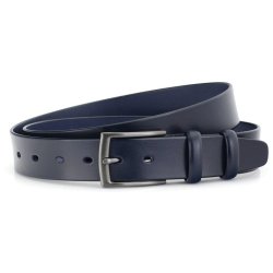 leather Jeans belt 35 mm blue W/pin