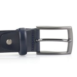 leather Jeans belt 35 mm blue W/pin