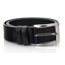 leather Jeans belt 40 mm black W/pin