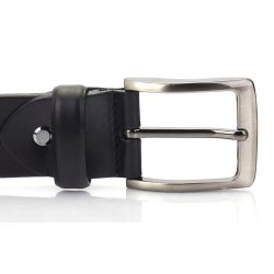 leather Jeans belt 40 mm black W/pin