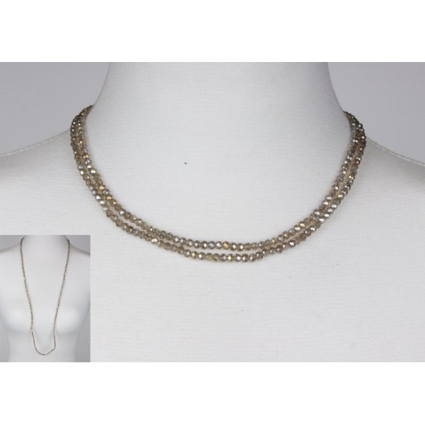 4mm - 90 cm long necklace Crystalglass p elastik CG # 02	light smoke