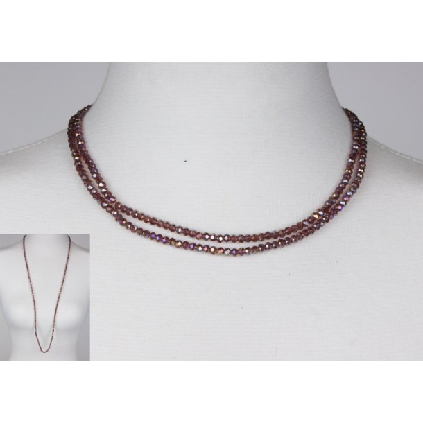 4mm - 90 cm long necklace Crystalglass p elastik CG # 08	light purple