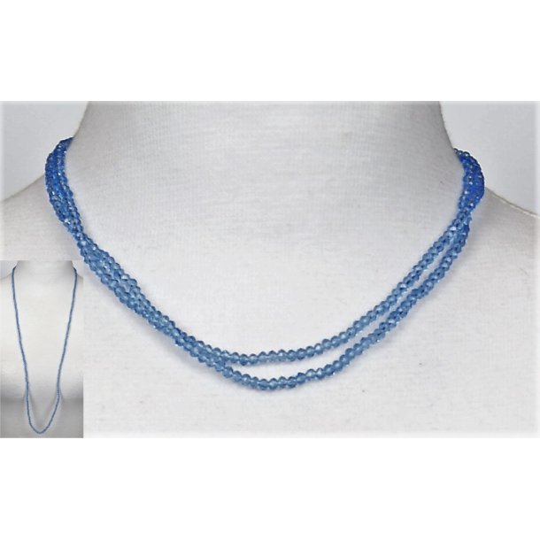 4mm - 90 cm long necklace Crystalglass p elastik CG # 15	clear blue