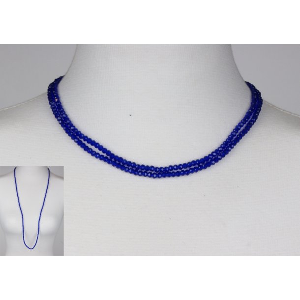 4mm - 90 cm long necklace Crystalglass p elastik CG # 17	Blue