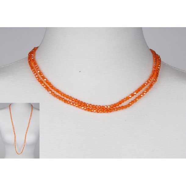 4mm - 90 cm long necklace Crystalglass p elastik CG # 18	Orange