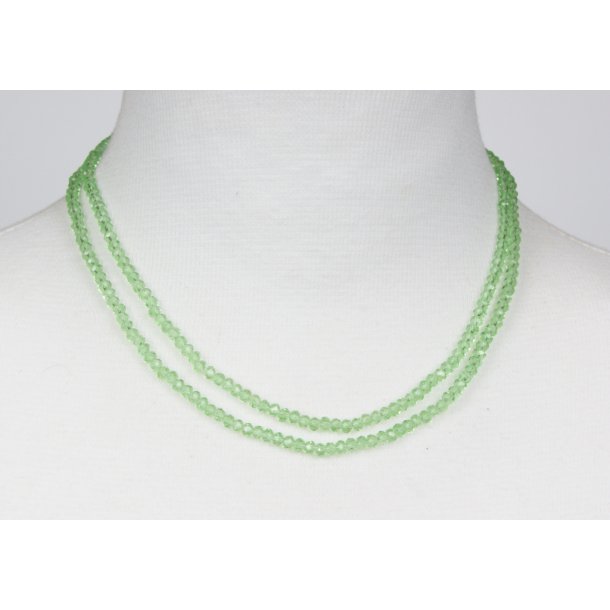4mm - 90 cm long necklace Crystalglass p elastik CG # 20	light green