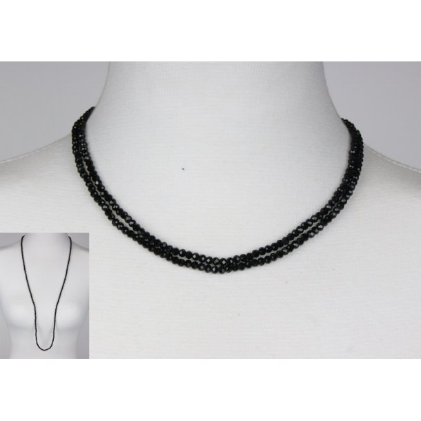 4mm - 90 cm long necklace Crystalglass p elastik CG # 25	Black