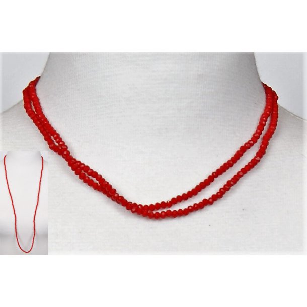 4mm - 90 cm long necklace Crystalglass p elastik CG # 26	Red