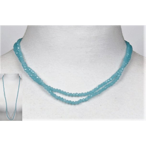 4mm - 90 cm long necklace Crystalglass p elastik CG # 30	dust light blue