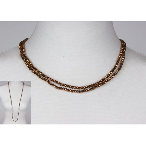 4mm - 90 cm long necklace Crystalglass p elastik CG # 35	copper