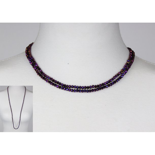 4mm - 90 cm long necklace Crystalglass p elastik CG # 36	Purple