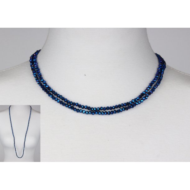 4mm - 90 cm long necklace Crystalglass p elastik CG # 37	deep Blue