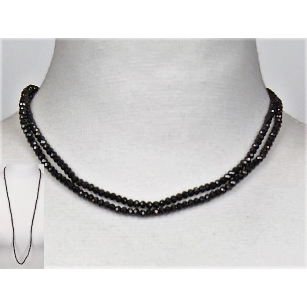4mm - 90 cm long necklace Crystalglass p elastik CG # 40	Black/grey