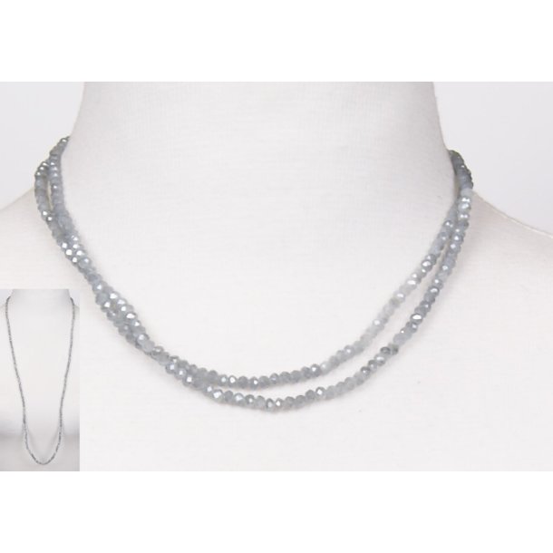 4mm - 90 cm long necklace Crystalglass p elastik CG # 50	dust silver