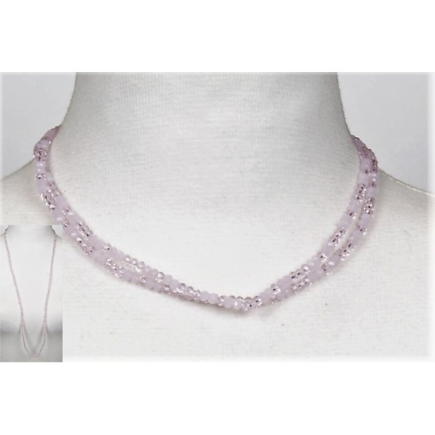 4mm - 90 cm long necklace Crystalglass p elastik 19/29/19/29	rose mix