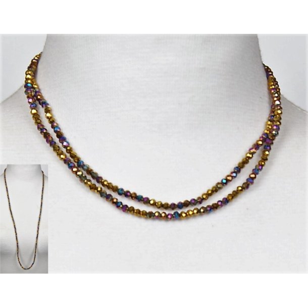 4mm - 90 cm long necklace Crystalglass p elastik 34/35/39	copper mix