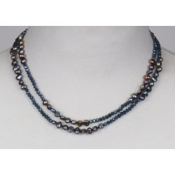 150-11 mix necklace 5/6 mm pearls, 4mm Crystalglass 95 cm