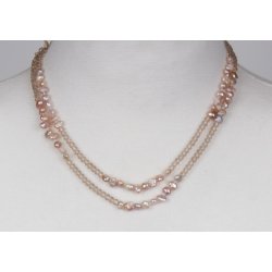 150-11 mix necklace 5/6 mm pearls, 4mm Crystalglass 95 cm