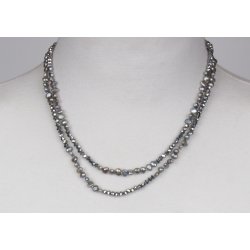 150-11 mix necklace 5/6 mm pearls, 4mm Crystalglass 95 cm