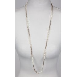 150-11 mix necklace 5/6 mm pearls, 4mm Crystalglass 95 cm