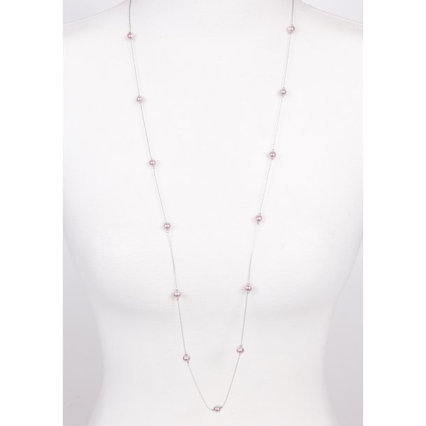 150-20 Silver metal necklace 95 cm shellpearl pearl 6 mm ST #212 Purple