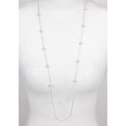 150-20 Silver metal necklace 95 cm shellpearl pearl 6 mm