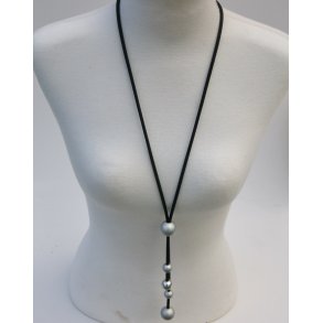 (80 cm)Black/ 2 string with silver ball