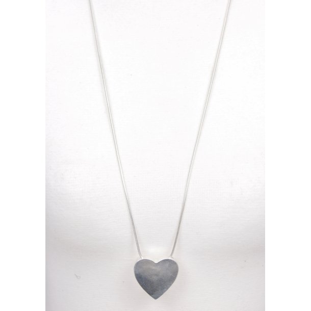 80 cm necklace smooth heart silver