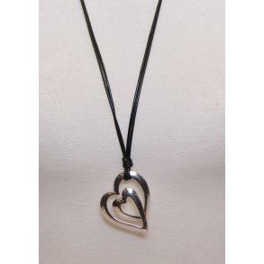 SMJ-084	80+5 cm necklace silver double heart