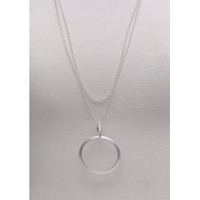 76+6 cm necklace Double chain ring Silver
