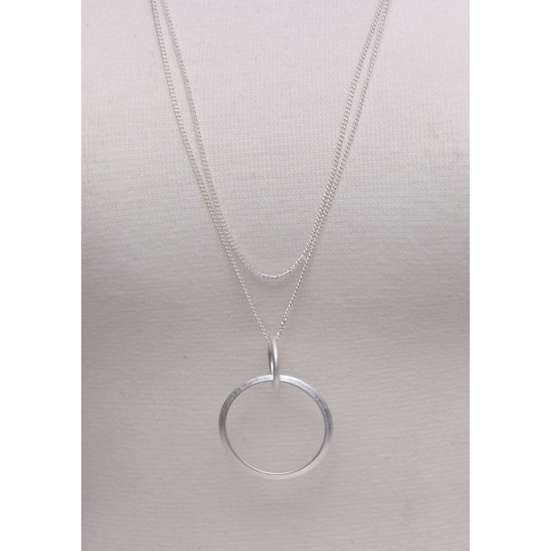 76+6 cm necklace Double chain ring Silver