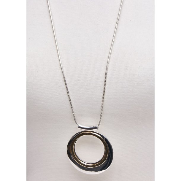 80+9 cm necklace silver and gold ring