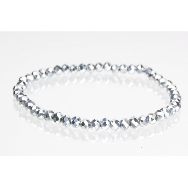 251-01 4mm - 19 cm Bracelet Crystalglass CG # 31	silver dark
