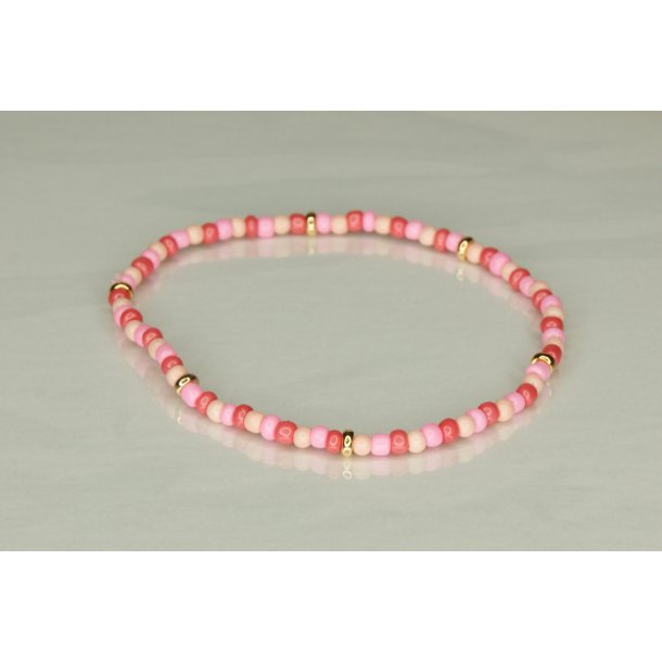 Glass Pearls 3 mm mix med Guld mix Rose
