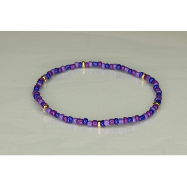 Glass Pearls 3 mm mix med Guld mix Purple