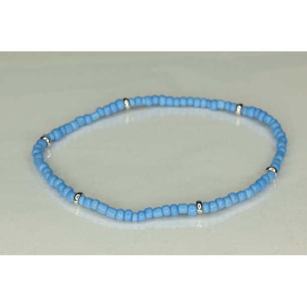 Glass Pearls 3 mm with 6 Silver Light blue