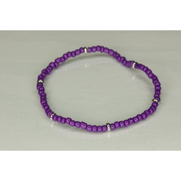 Glass Pearls 3 mm with 6 Silver Dark purple